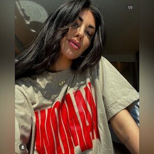 Dressed in LALA WOMAN oversized tee